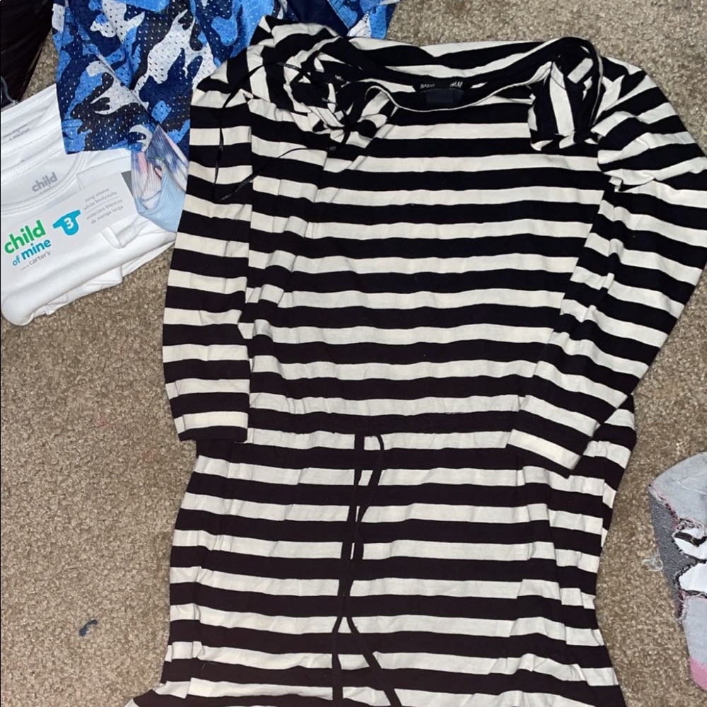 H&M black and white mid dress